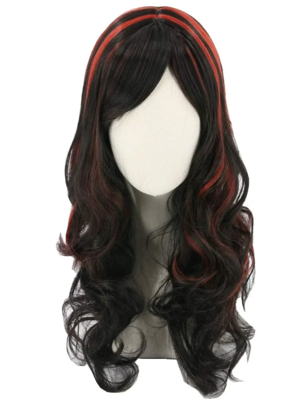 Women's Black Red Short Cosplay Halloween Costume Wig With Necklace Earrings